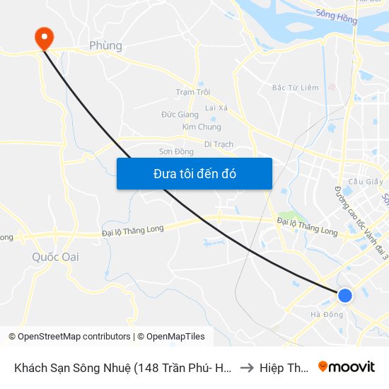 Khách Sạn Sông Nhuệ (148 Trần Phú- Hà Đông) to Hiệp Thuận map