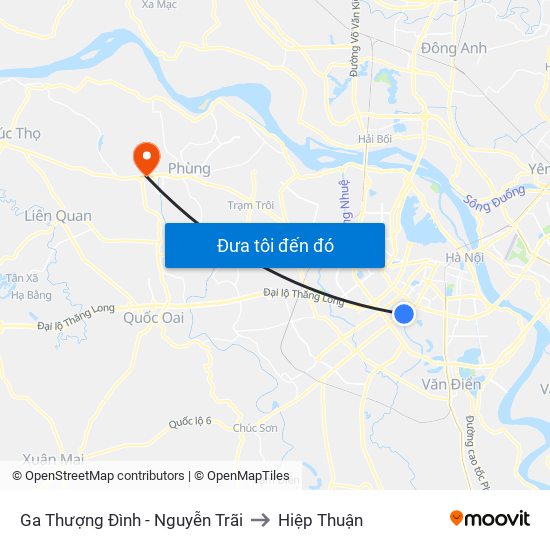 Ga Thượng Đình - Nguyễn Trãi to Hiệp Thuận map