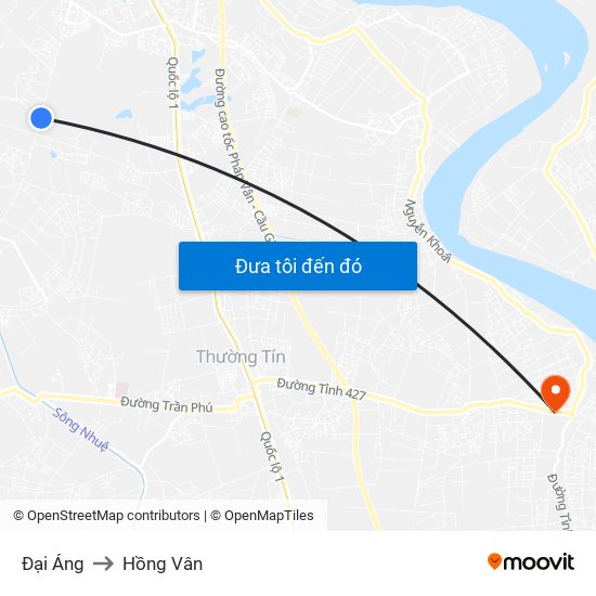 Đại Áng to Hồng Vân map
