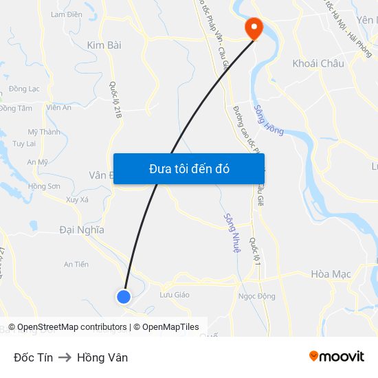 Đốc Tín to Hồng Vân map