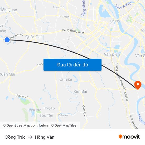 Đồng Trúc to Hồng Vân map