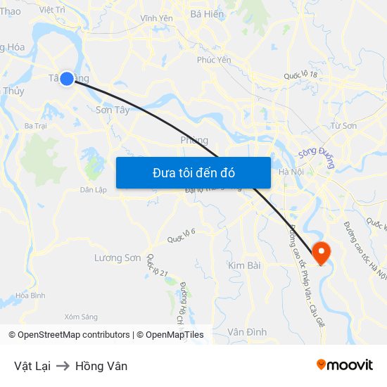 Vật Lại to Hồng Vân map