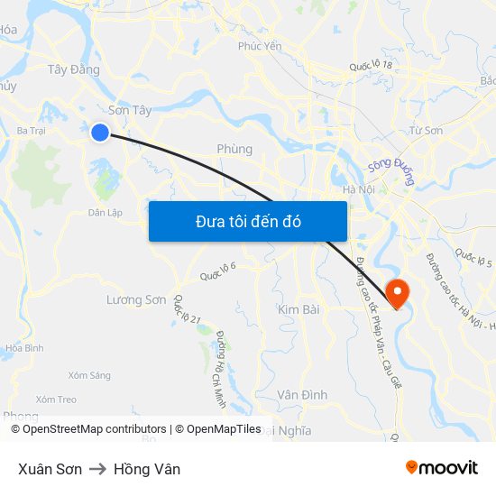 Xuân Sơn to Hồng Vân map