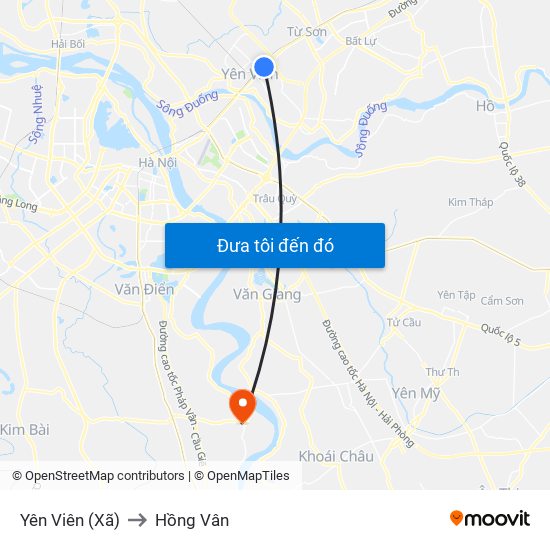Yên Viên (Xã) to Hồng Vân map