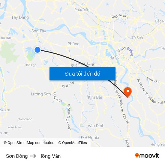 Sơn Đông to Hồng Vân map