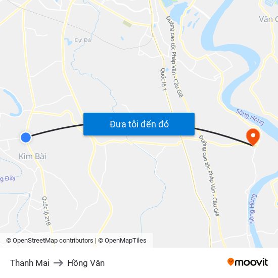 Thanh Mai to Hồng Vân map