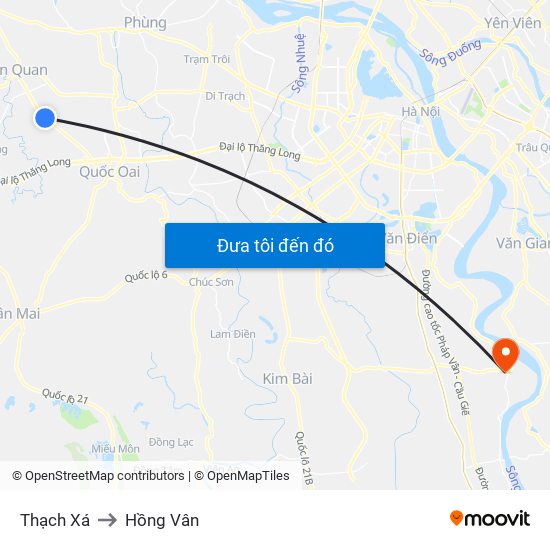 Thạch Xá to Hồng Vân map