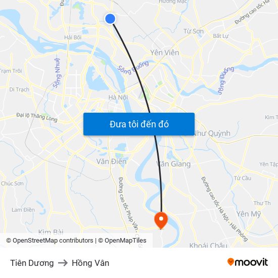Tiên Dương to Hồng Vân map