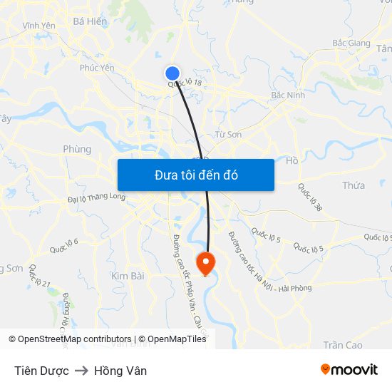 Tiên Dược to Hồng Vân map