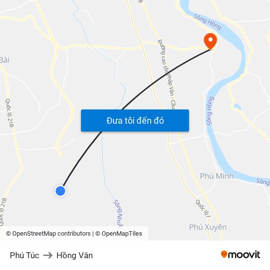 Phú Túc to Hồng Vân map