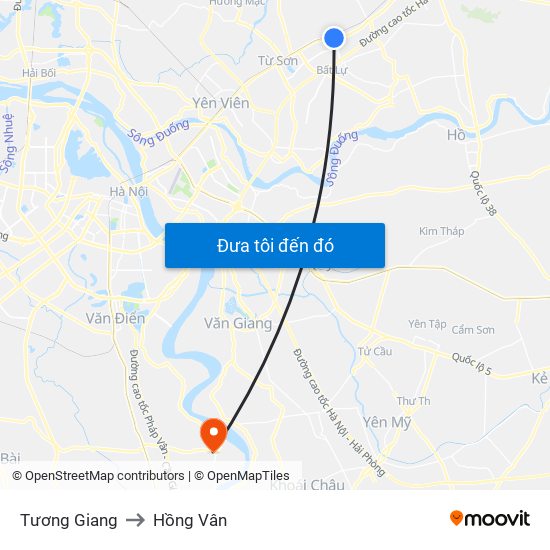 Tương Giang to Hồng Vân map