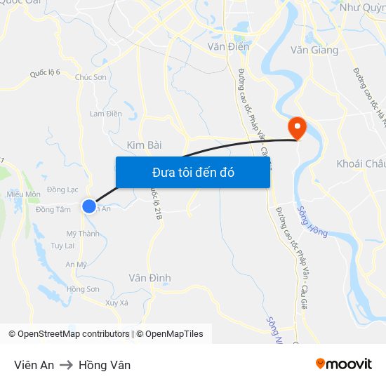 Viên An to Hồng Vân map