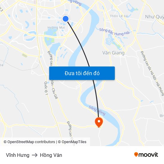 Vĩnh Hưng to Hồng Vân map