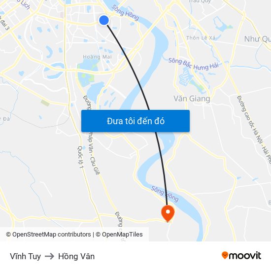 Vĩnh Tuy to Hồng Vân map