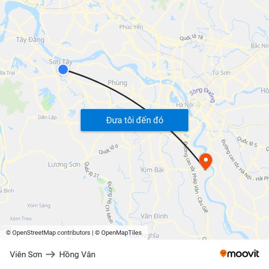 Viên Sơn to Hồng Vân map