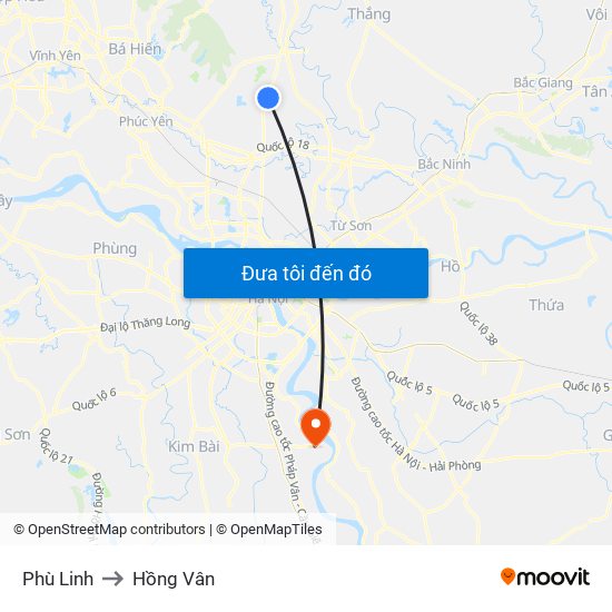 Phù Linh to Hồng Vân map
