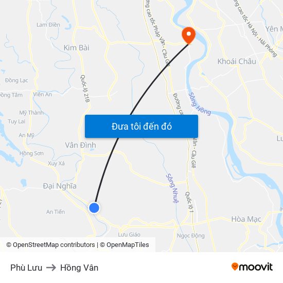 Phù Lưu to Hồng Vân map