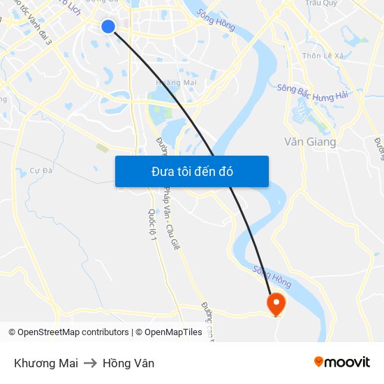 Khương Mai to Hồng Vân map
