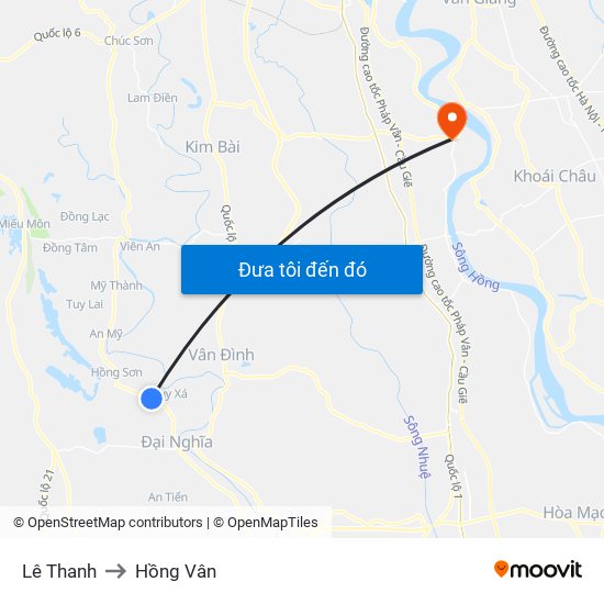 Lê Thanh to Hồng Vân map