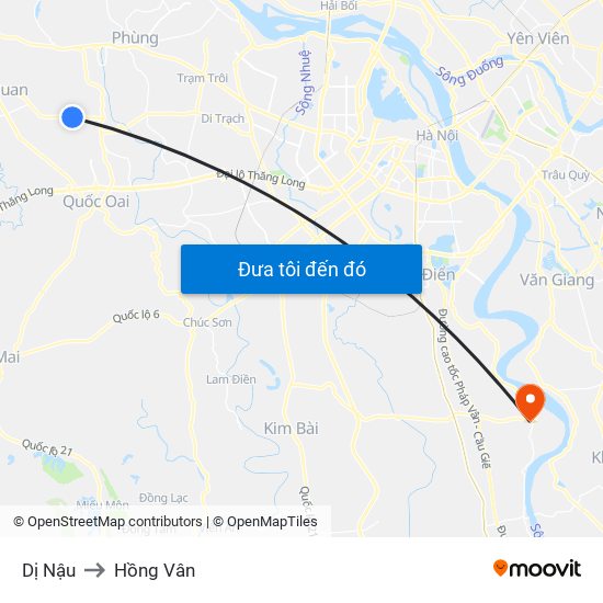 Dị Nậu to Hồng Vân map