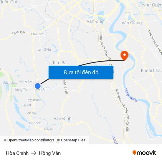 Hòa Chính to Hồng Vân map