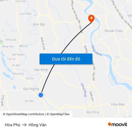 Hòa Phú to Hồng Vân map