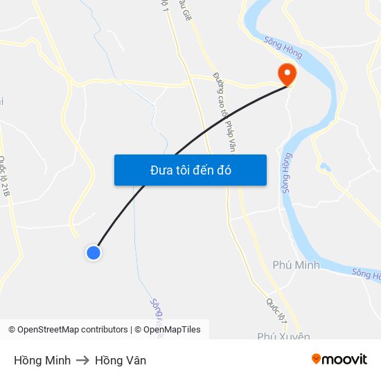 Hồng Minh to Hồng Vân map