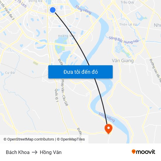 Bách Khoa to Hồng Vân map