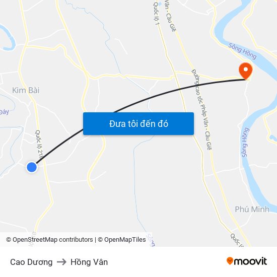 Cao Dương to Hồng Vân map
