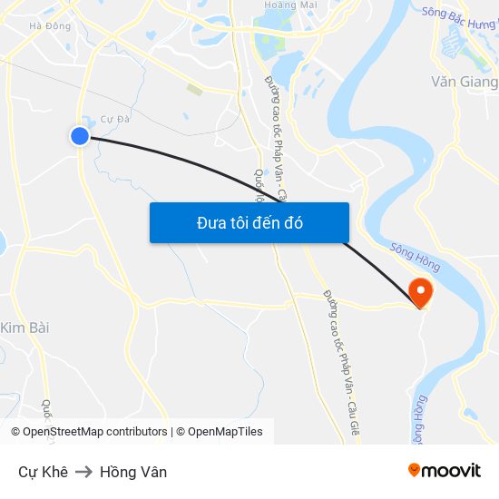 Cự Khê to Hồng Vân map