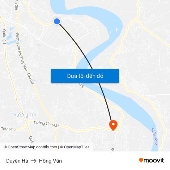 Duyên Hà to Hồng Vân map