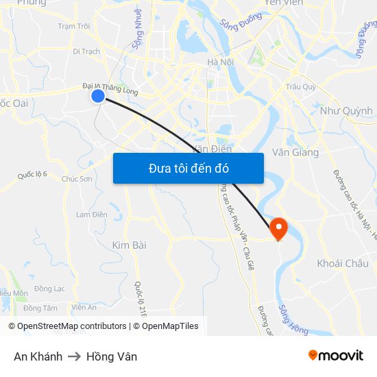 An Khánh to Hồng Vân map