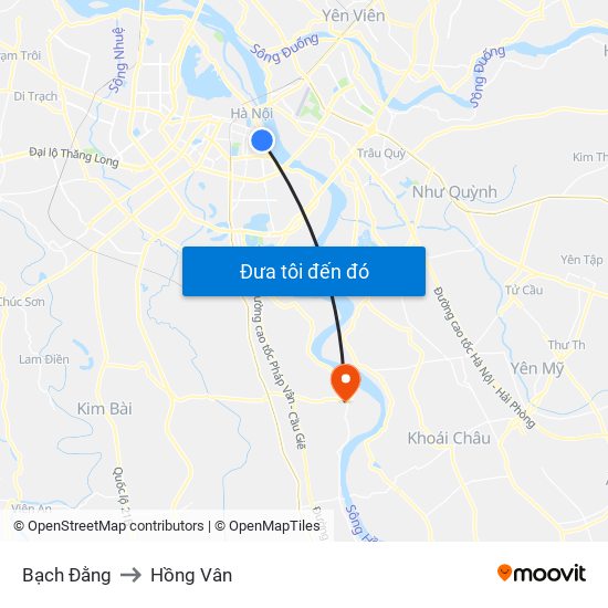 Bạch Đằng to Hồng Vân map