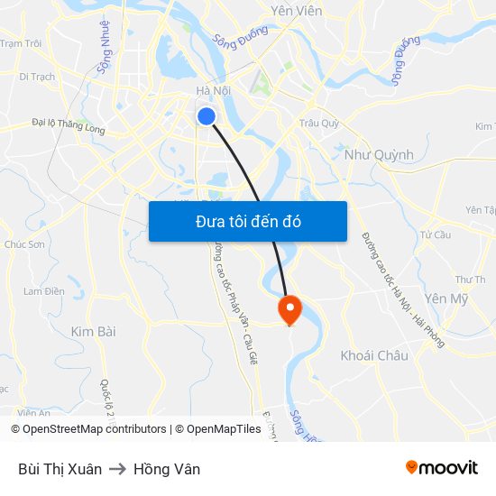 Bùi Thị Xuân to Hồng Vân map