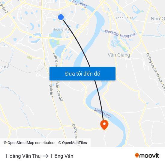 Hoàng Văn Thụ to Hồng Vân map