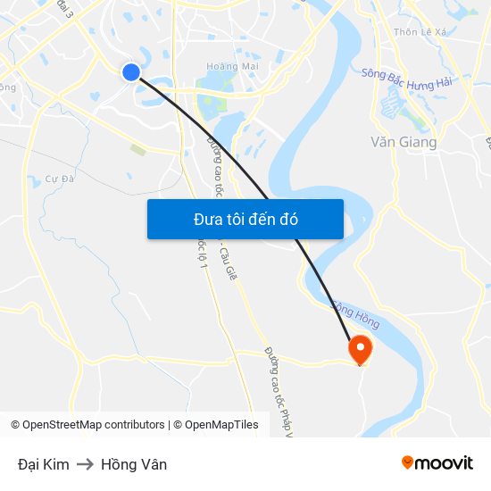 Đại Kim to Hồng Vân map