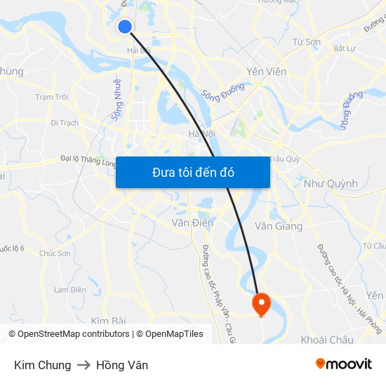 Kim Chung to Hồng Vân map