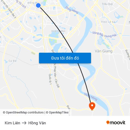 Kim Liên to Hồng Vân map