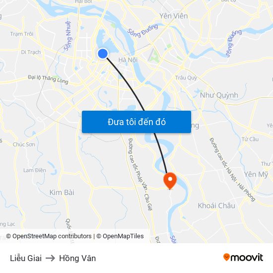 Liễu Giai to Hồng Vân map