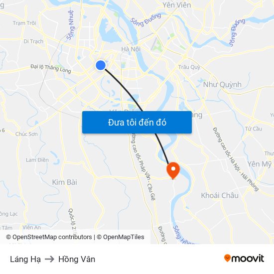 Láng Hạ to Hồng Vân map
