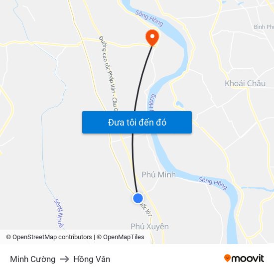 Minh Cường to Hồng Vân map