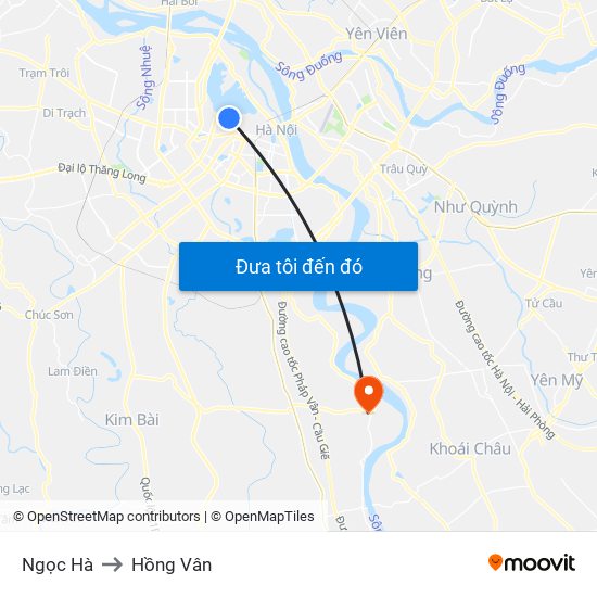 Ngọc Hà to Hồng Vân map