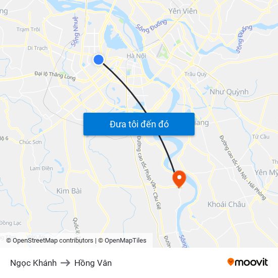 Ngọc Khánh to Hồng Vân map