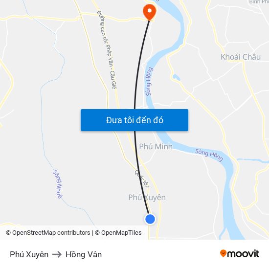 Phú Xuyên to Hồng Vân map
