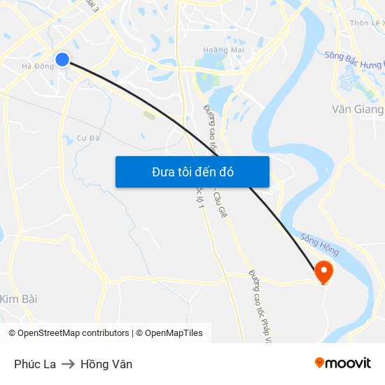 Phúc La to Hồng Vân map