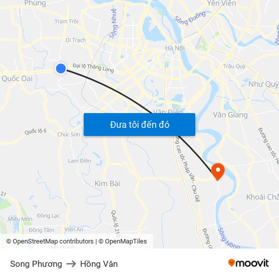 Song Phương to Hồng Vân map