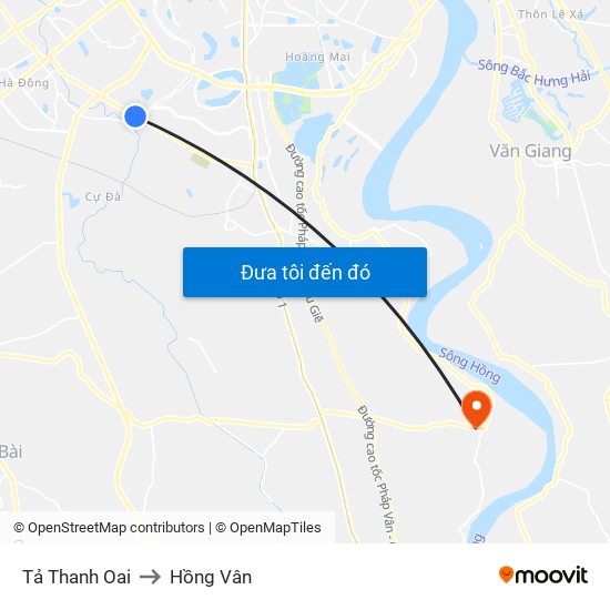 Tả Thanh Oai to Hồng Vân map