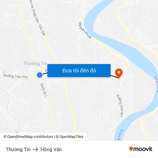 Thường Tín to Hồng Vân map