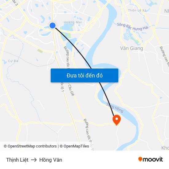 Thịnh Liệt to Hồng Vân map