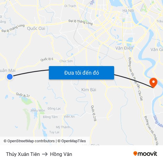 Thủy Xuân Tiên to Hồng Vân map